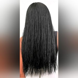 Women's Long Black Braided Wig Micro Twist Braids Synthetic.